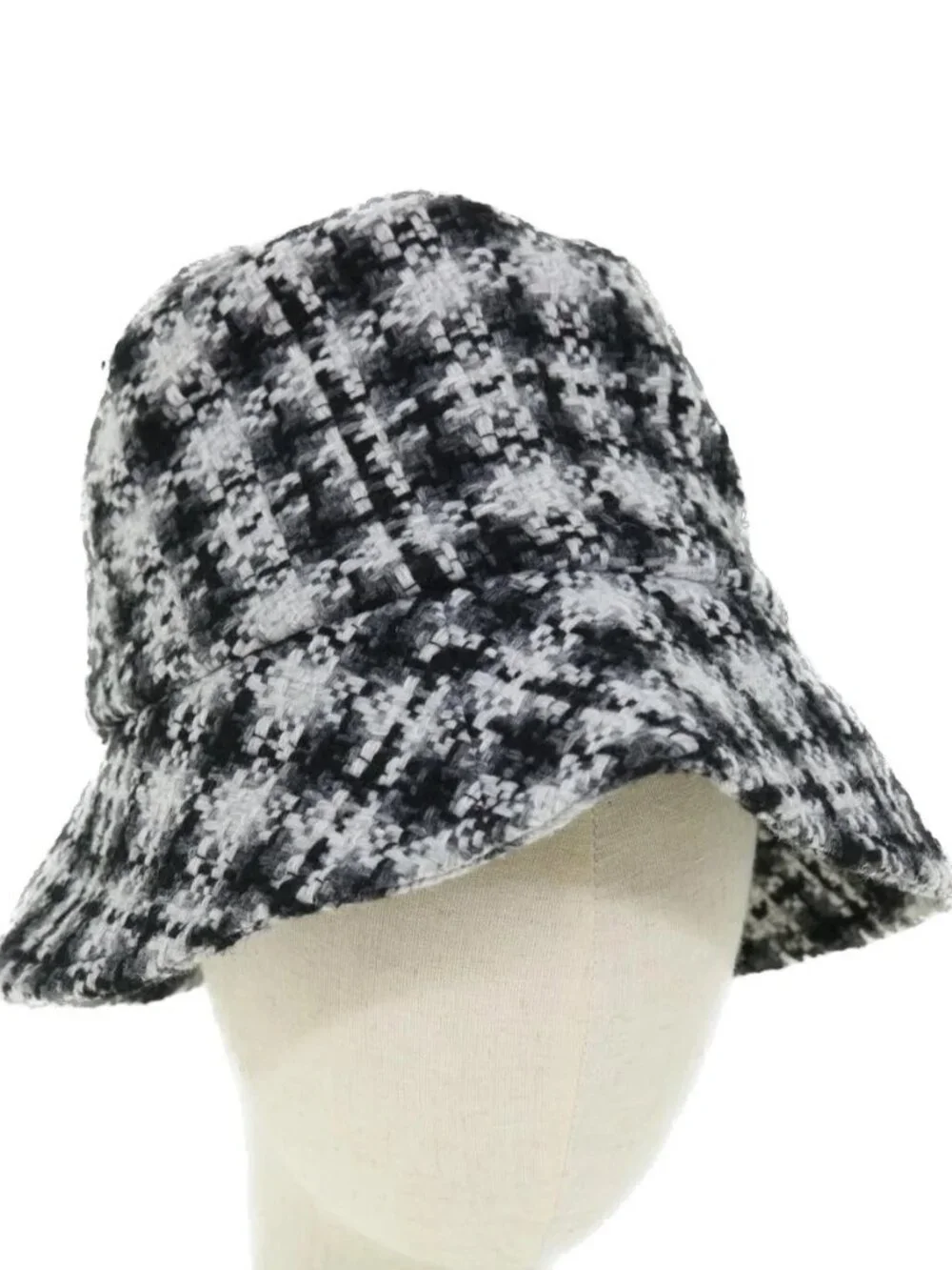 CHANEL COCO Mark Hat Wool S White Black CC Auth am4943